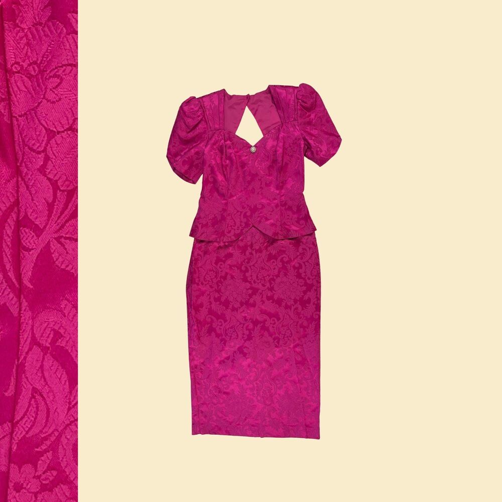 80s/90s Scott McClintock pink dress, size 10 vintage floral formal maxi dress